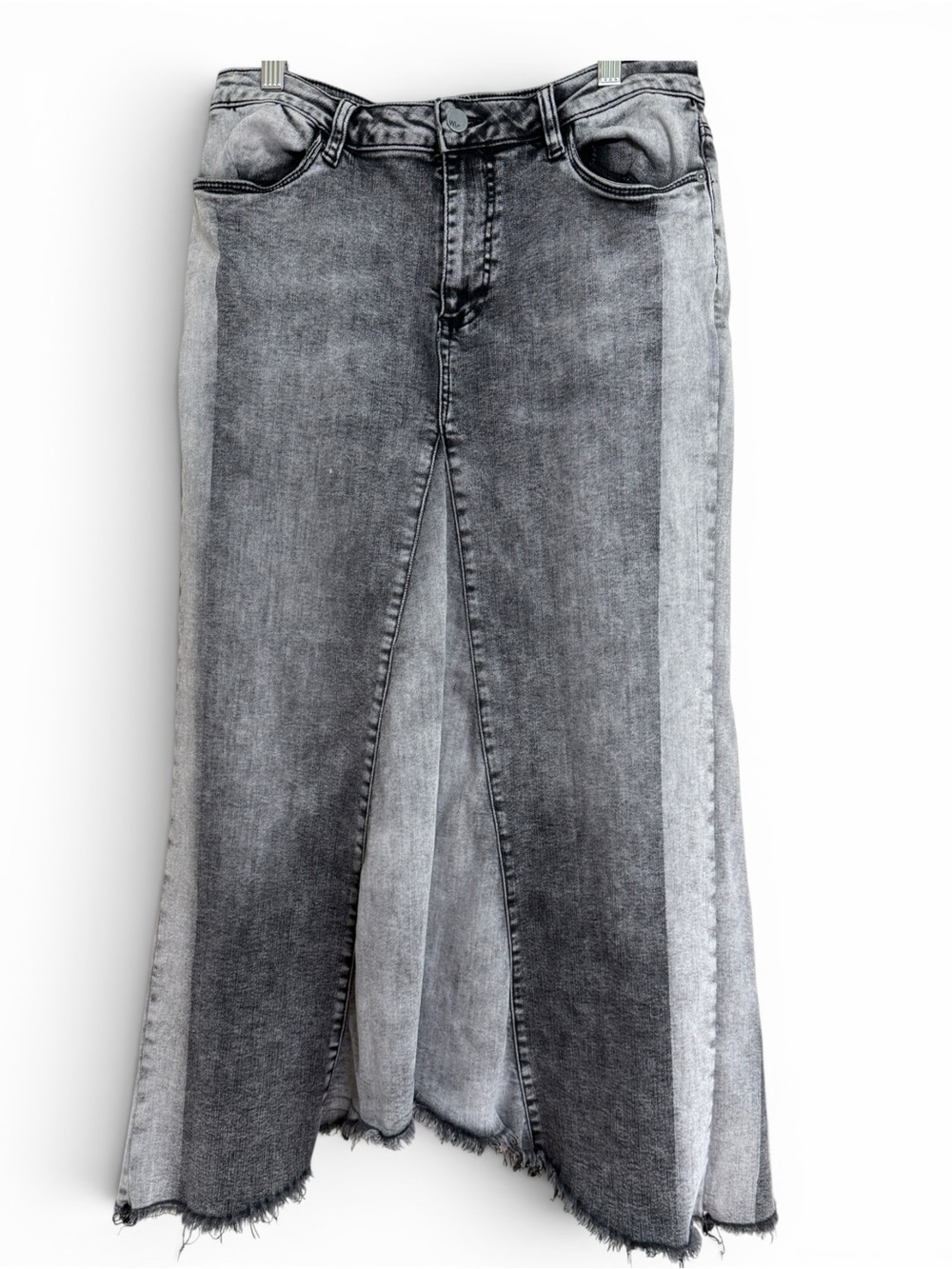 Wash Lab Selma Pieced Denim Maxi Skirt black size 30